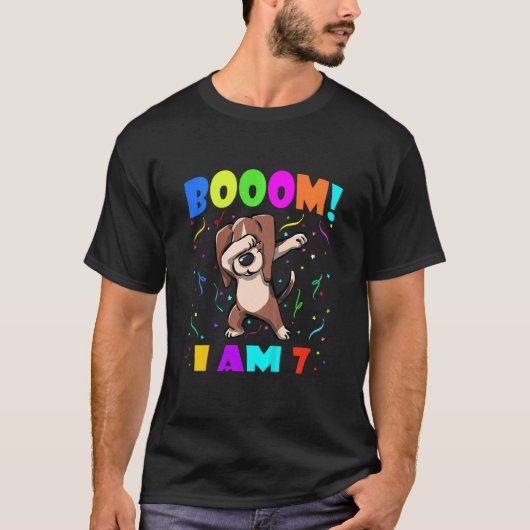 Kinder Dabbing Beagle Boem Ik Ben 7 Jongens Meisje T-shirt (Voorkant)
