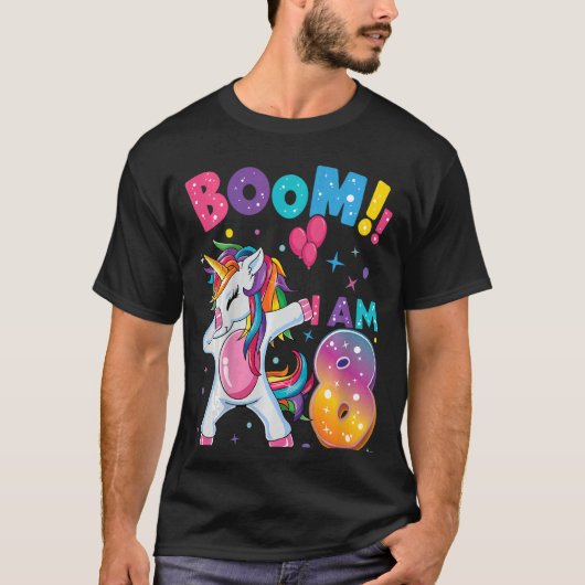 Kinder Dabbing Birthday 8 jaar oud 8e verjaardag u T-shirt (Voorkant)