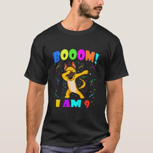 Kinder Dabbing German Shepherd Booom I Am 9 Boy Gi T-shirt (Voorkant)