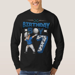 Kinder Dabbing jongen 7 jaar oud Golfspeler 7e geb T-shirt