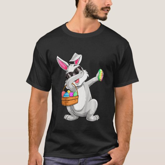 Kinder Dabbing Rabbit Easter Day Eggs Hunting Bask T-shirt (Voorkant)