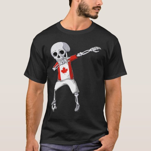 Kinder Dabbing Skeleton Canada Soccer Mannen Canad T-shirt (Voorkant)