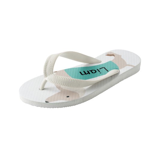 Kinder Dachshund-Teenslippers Gepersonaliseerd met Kinder Teenslippers (Schuin)