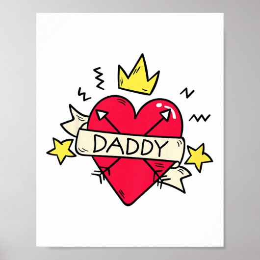 Kinder Daddy Heart Tattoo Valentijnsdag voor jonge Poster (Voorkant)