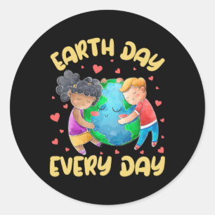Kinder Dag van de Aarde Elke Dag Happy Earth Day P Ronde Sticker