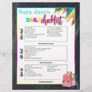 Kinder Dagelijkse School Checklist Grafiek Flyer