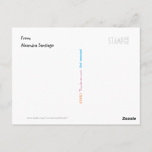 KINDER dank u Briefkaart (Achterkant)