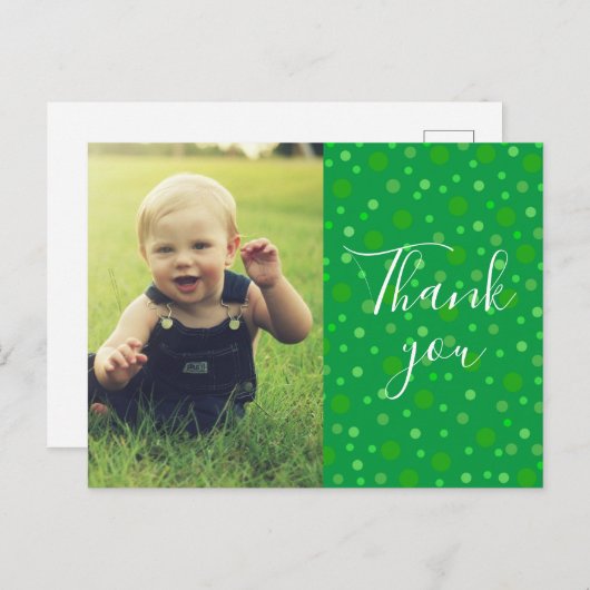 Kinder Dank u Green Polka Briefkaart (Voorkant / Achterkant)