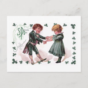 Kinder dans op St Patrick's Day Briefkaart