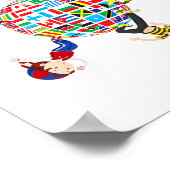 Kinder dansen rond de Wereldbollen vlaggen van de Poster (Hoek)