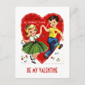 Kinder Dansende Retro Valentijn Briefkaart (Voorkant)