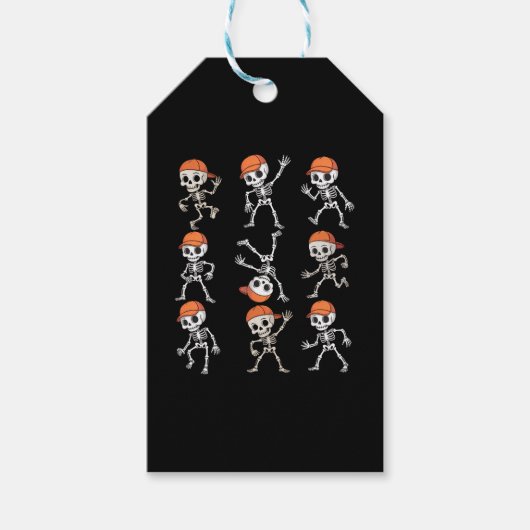 Kinder Dansende Skelet Halloween Cadeaulabel (Voorkant)
