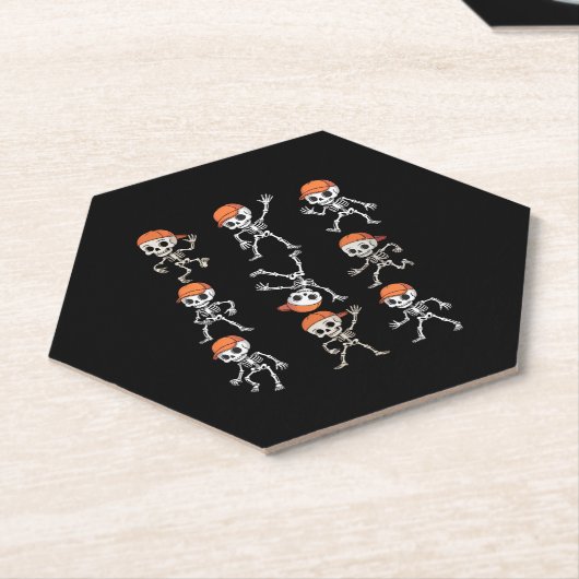 Kinder Dansende Skelet Halloween Kartonnen Onderzetters (Schuin)