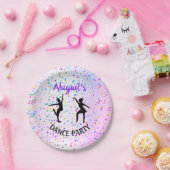 Kinder dansschaduwen van kleur en sterren overal papieren bordje (Feest)