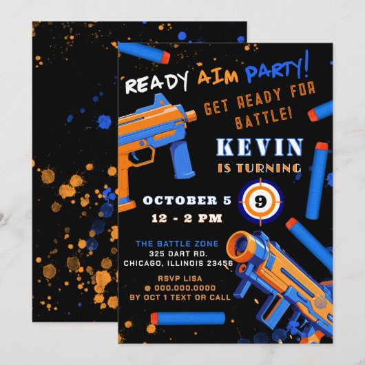 Kinder Dart Battle Party Verjaardag Kaart (Voorkant / Achterkant)