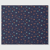 Kinder Deep Space Shooting Stars Planets Black Hol Cadeaupapier (Vlak)