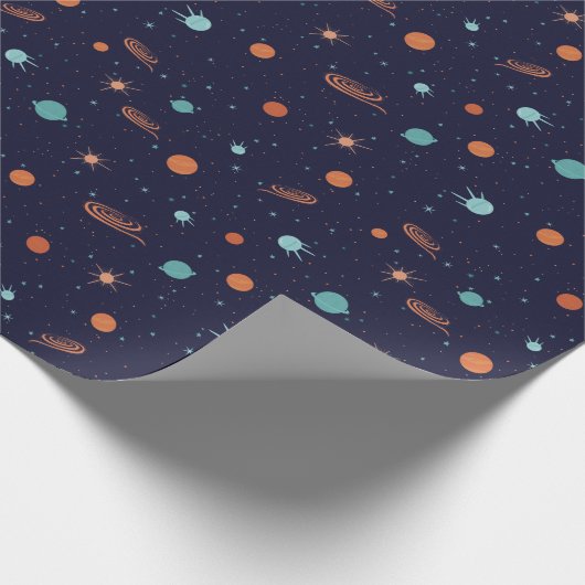 Kinder Deep Space Shooting Stars Planets Black Hol Cadeaupapier (Hoek)