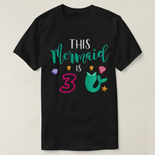 Kinder derde verjaardag Deze zeemeermin is 3 jaar  T-shirt (Design voorkant)