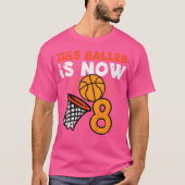 Kinder deze baller is nu 8 basketbal 8e verjaardag t-shirt (Voorkant)