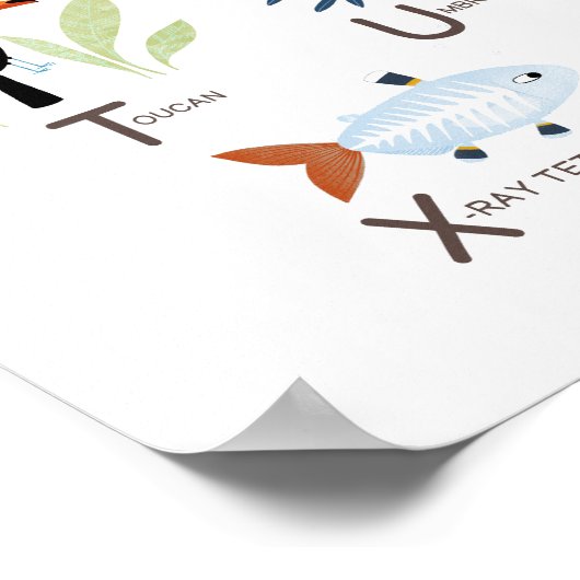 Kinder Dier ABC Alphabet Art Poster (Hoek)