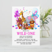 kinder dier oerwoud wild een eerste verjaardag kaart (Staand voorkant)