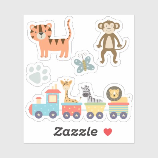 Kinder dieren in dierentuin sticker (Vel)