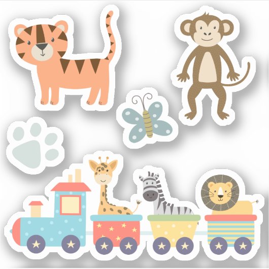 Kinder dieren in dierentuin sticker (Voorkant)