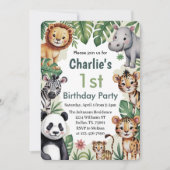 Kinder dieren Oerwoud 1e verjaardagsfeest Kaart (Voorkant)