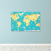 Kinder dierenkaart van de wereld canvas afdruk (Insitu (Houten vloer))