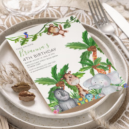 Kinder dierenSafari Birthday Party Invitation Kaart