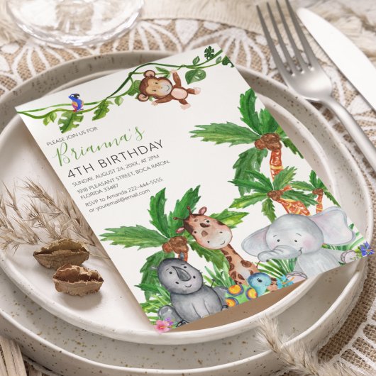 Kinder dierenSafari Birthday Party Invitation Kaart