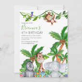 Kinder dierenSafari Birthday Party Invitation Kaart (Voorkant)