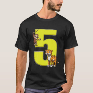 Kinder dierentuin Birthday Party 5 Oerwoud Safari T-shirt