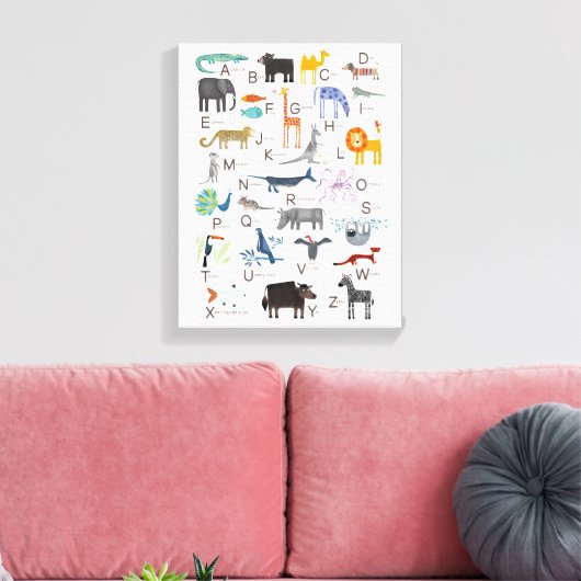 Kinder dierlijke ABC alfabet canvas print (Insitu (Woonkamer))