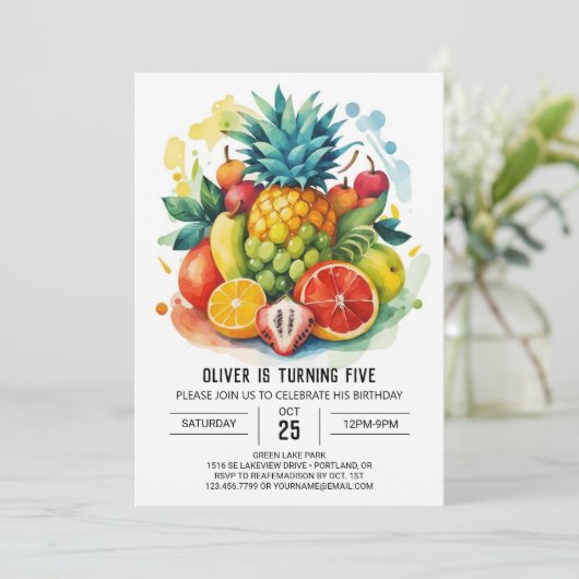 Kinder digitale grillige vruchten Verjaardag Kaart (Staand voorkant)