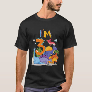 Kinder Dino 3rd Birthday Boy Ik ben 3 jaar meisje T-shirt