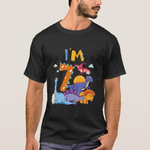 Kinder Dino 7e verjaardag jongen Ik ben 7 jaar mei T-shirt