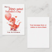 Kinder Dino-Mite Valentijnsdag Classroom Notitiekaartje (Voorkant / Achterkant)