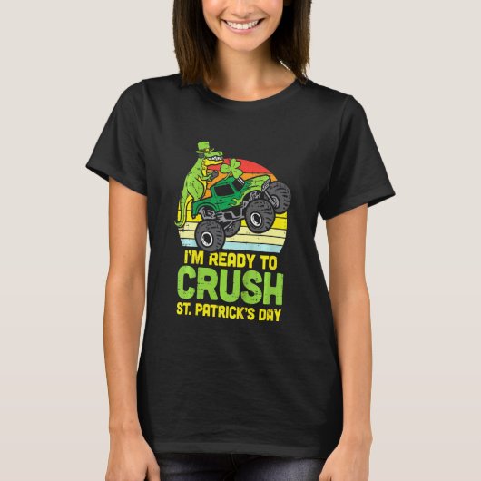 Kinder Dino Monster Truck Ready Crush St Patricks  T-shirt (Voorkant)