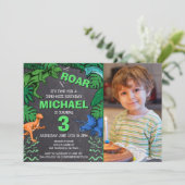 Kinder Dino Trex Krijtbord Foto Dinosaurus Verjaar Kaart (Staand voorkant)