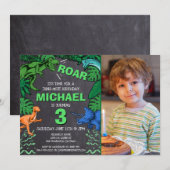 Kinder Dino Trex Krijtbord Foto Dinosaurus Verjaar Kaart (Voorkant / Achterkant)