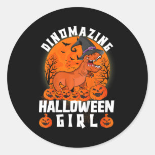 Kinder Dinomazing Halloween Girl Dinosaur Gezegde Ronde Sticker