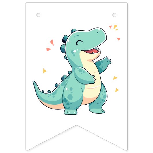 Kinder dinomijt! Schattigee Dinosaurus Verjaardag  Vlaggetjes (Tweede vlag)
