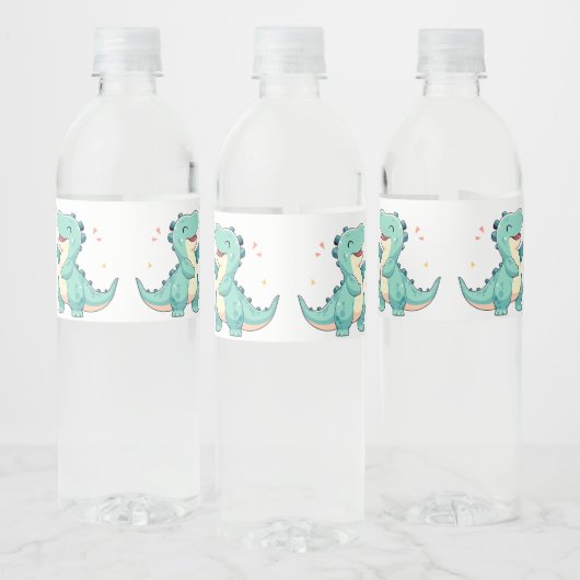 Kinder dinomijt! Schattigee Dinosaurus Verjaardag  Waterfles Etiket (Flessen)