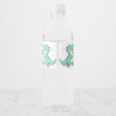 Kinder dinomijt! Schattigee Dinosaurus Verjaardag  Waterfles Etiket (Achterkant)