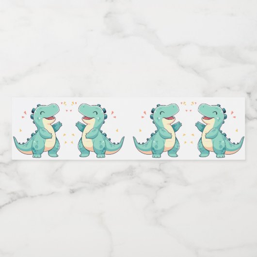 Kinder dinomijt! Schattigee Dinosaurus Verjaardag  Waterfles Etiket (Enkel label)