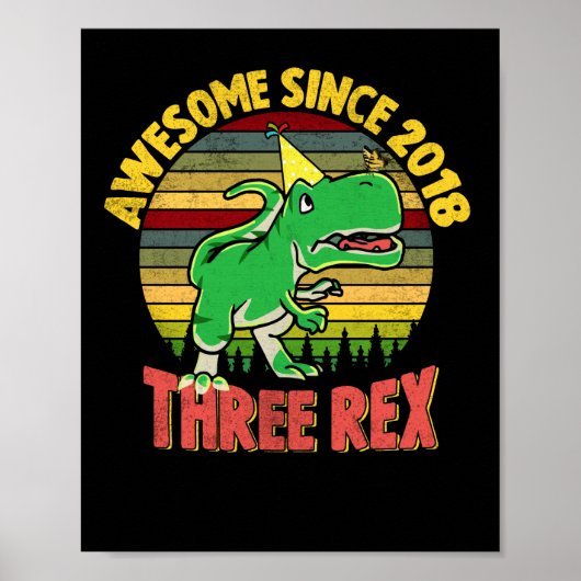 Kinder Dinosaur 3e verjaardag Poster (Voorkant)