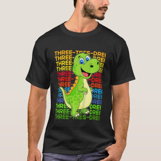 Kinder Dinosaur 3e verjaardag T-shirt (Voorkant)