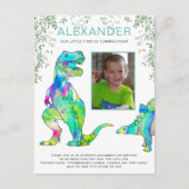 Kinder Dinosaur Birthday-fotobudget Uitnodiging Briefkaart (Voorkant)