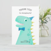 Kinder Dinosaur Birthday Party Bedankkaart (Staand voorkant)